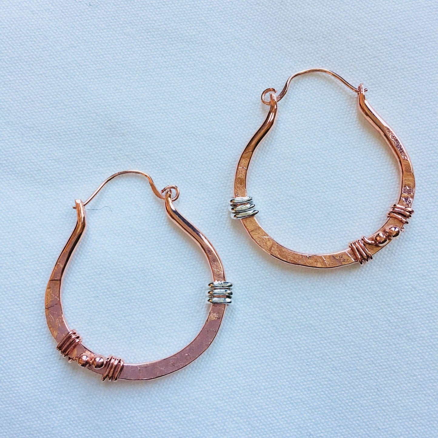 Copper Hoop Earrings, Rustic Earrings, Hammered Copper, Boho Earrings, Bohemian Earrings, Copper Jewelry
