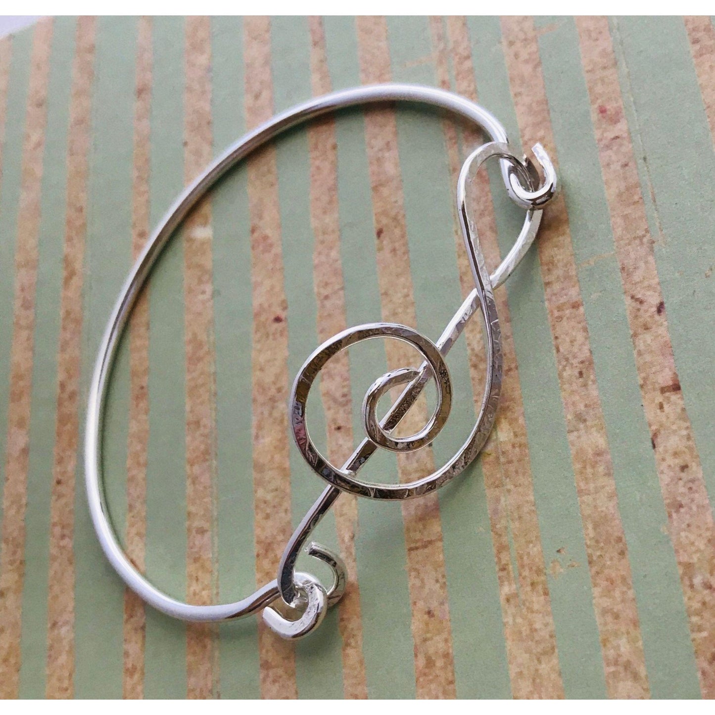 Treble Clef Bracelet,  Musical Note Bangle Bracelet, Gift for Musician Teacher