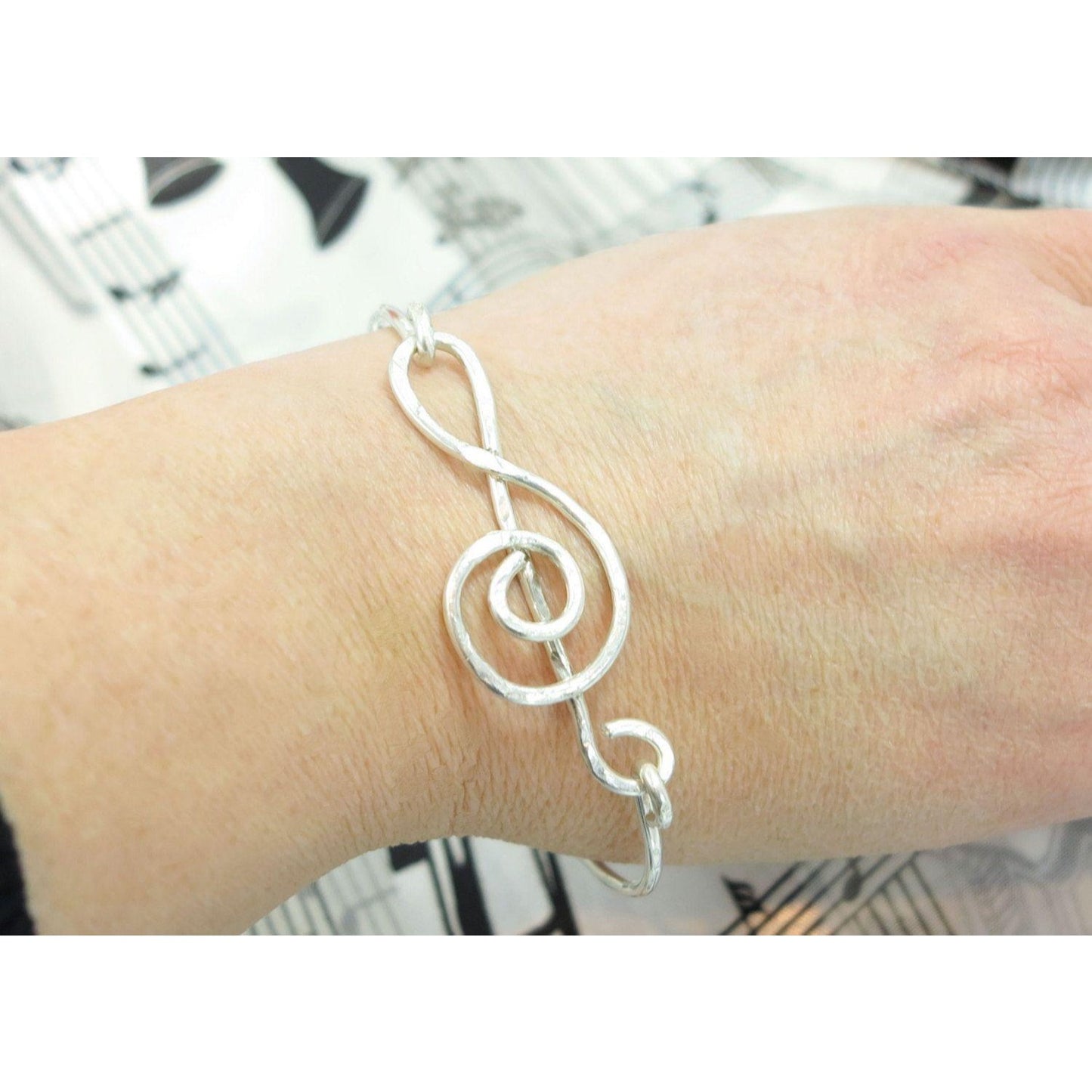 Treble Clef Bracelet,  Musical Note Bangle Bracelet, Gift for Musician Teacher