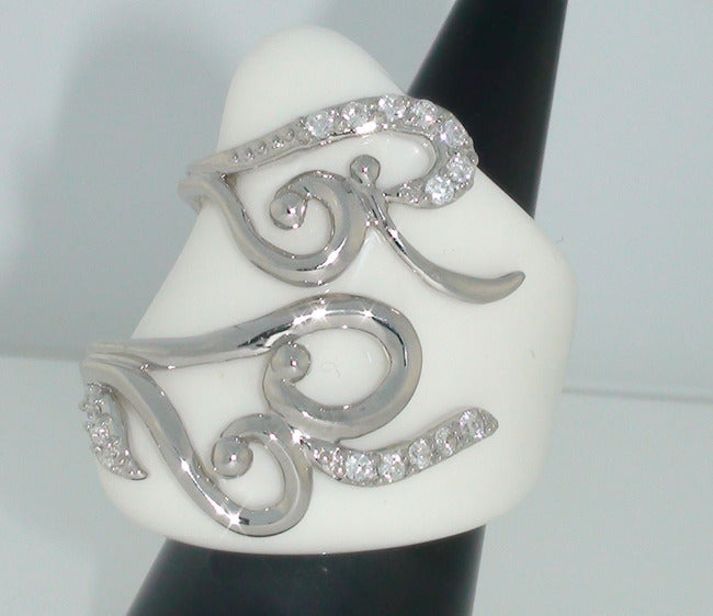 Couture White Ring w/ CZ & Sterling Accents