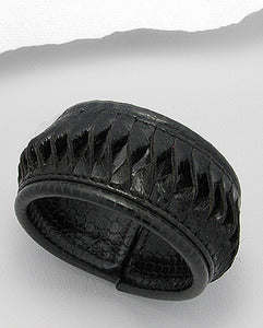 Black Snakeskin Wide Cuff Bracelet