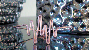 Copper Heart Beat EKG Bangle Cuff Bracelet