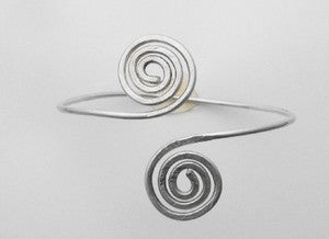 Sterling Silver Wire Double Swirl Cuff Bracelet