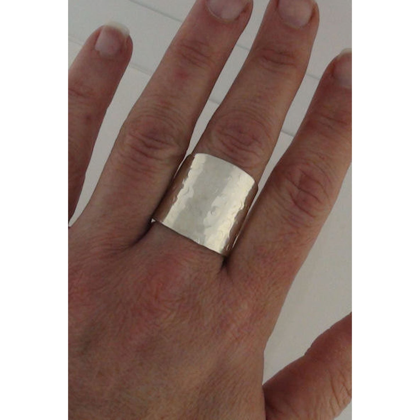 Sterling Silver Wide Band Statement Cuff Ring