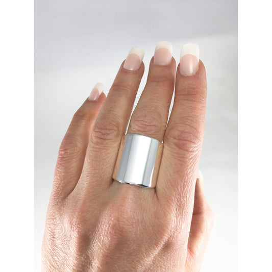 Sterling Silver Wide Band Statement Cuff Ring