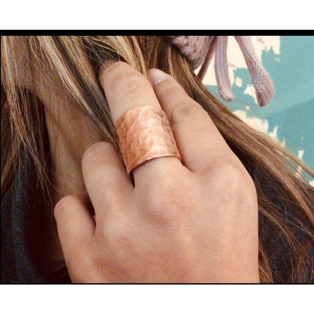 Cuff Ring, Wide band Ring, Copper Tube Ring, Statement Ring, Copper Ring, Champagne Collection
