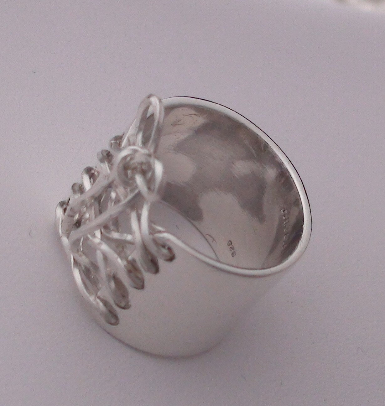 Sterling Silver wide Band Statement Ring , Corset Ring, Gift for Wife,
