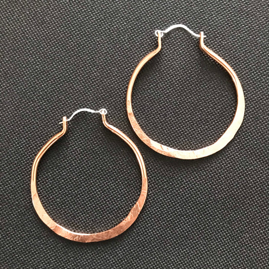 Copper Hoop Earrings,Hammered Copper, Boho Earrings, Bohemian Earrings, Copper Jewelry