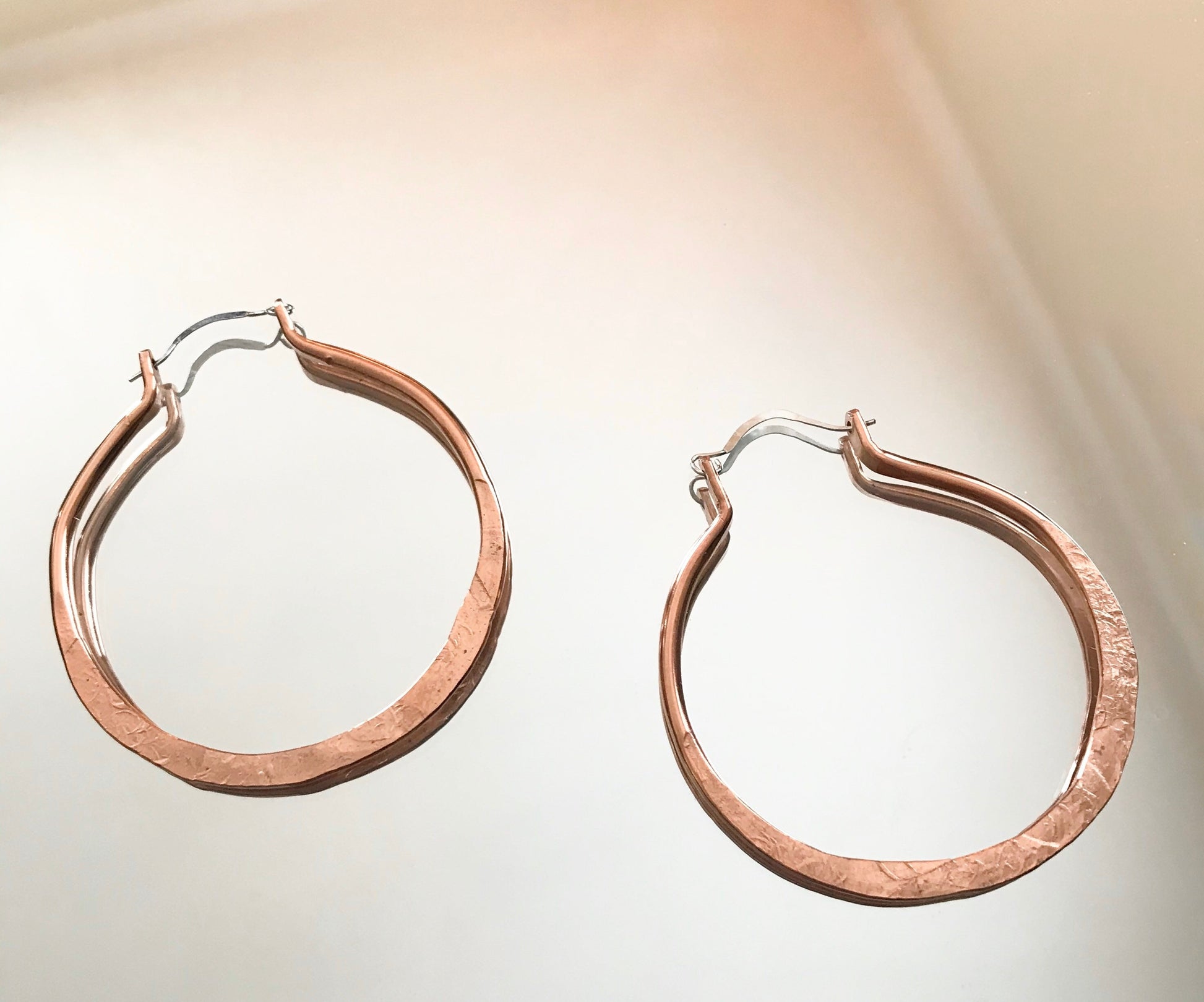 Copper Hoop Earrings,Hammered Copper, Boho Earrings, Bohemian Earrings, Copper Jewelry