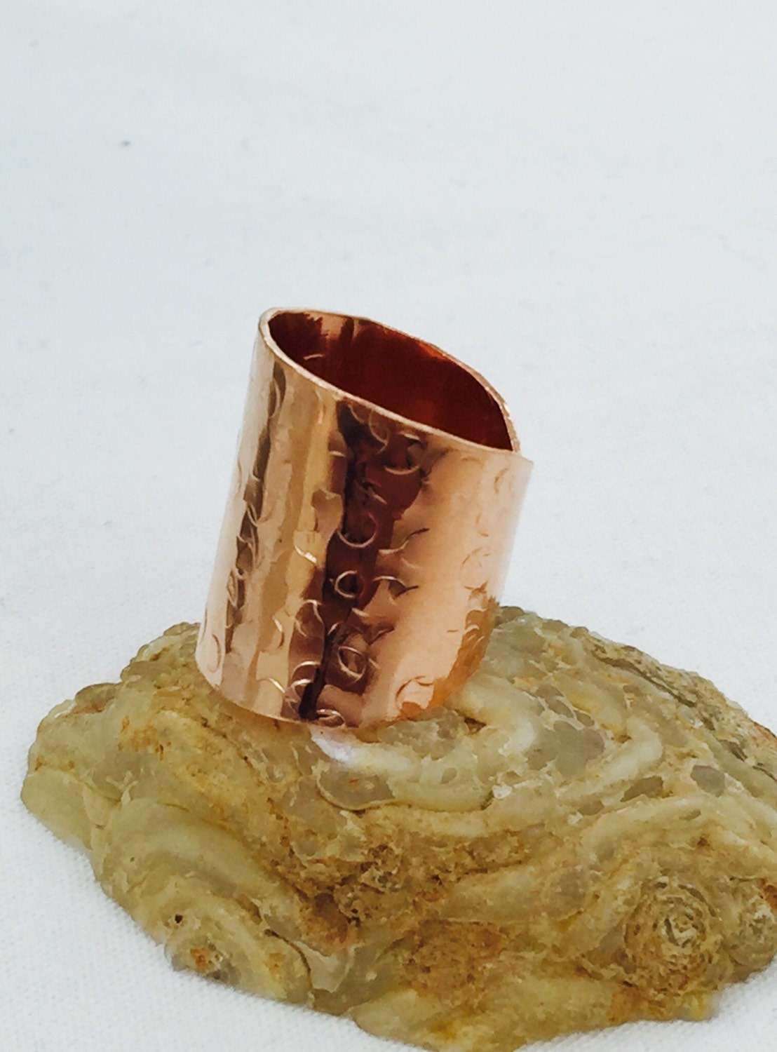Cuff Ring, Wide band Ring, Rose Gold Ring, Wide Pink Gold Ring , Statement Ring, Gift For Wife, Rustic Ring, Cigar Band Ring