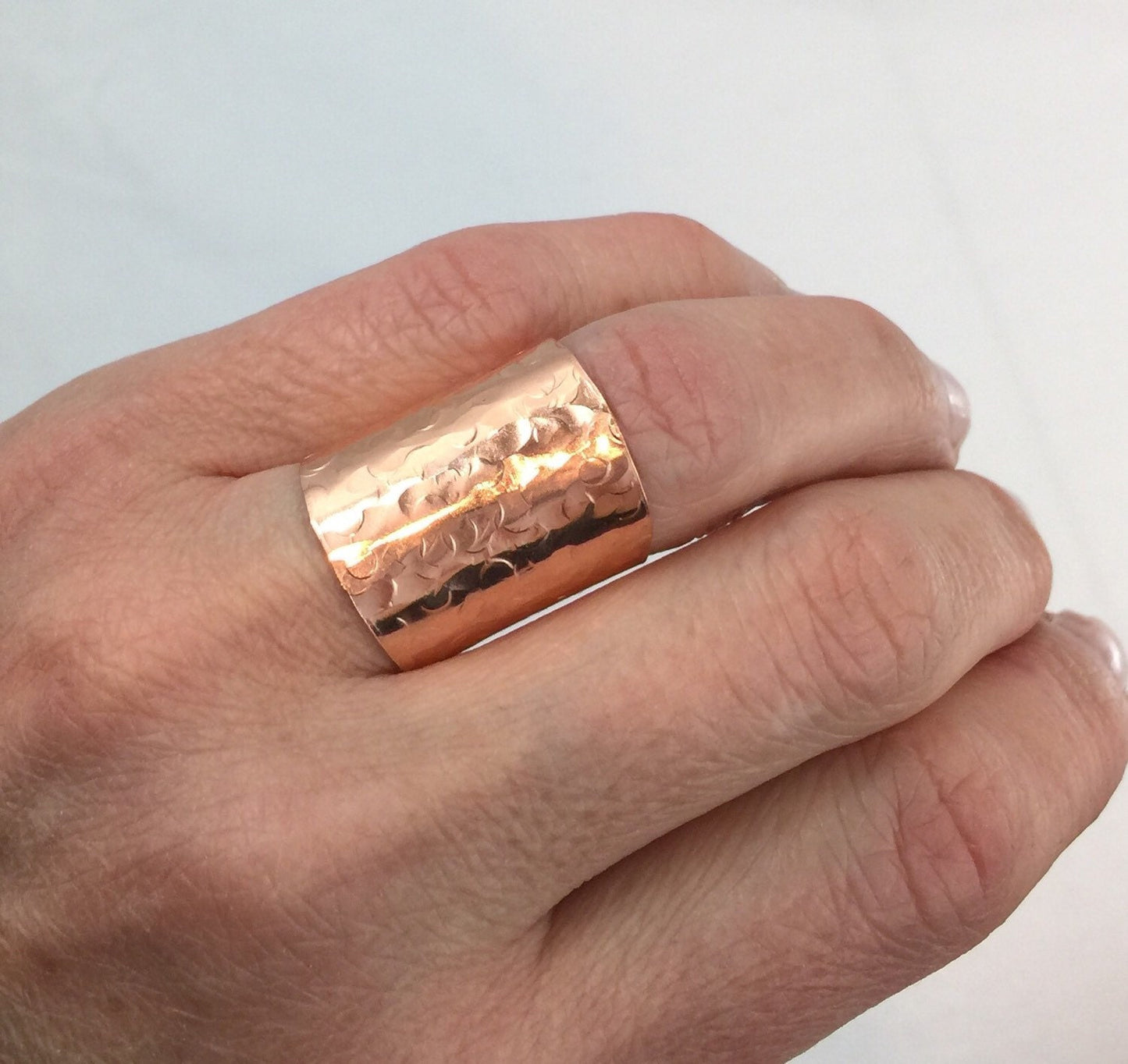 Cuff Ring, Wide band Ring, Rose Gold Ring, Wide Pink Gold Ring , Statement Ring, Gift For Wife, Rustic Ring, Cigar Band Ring